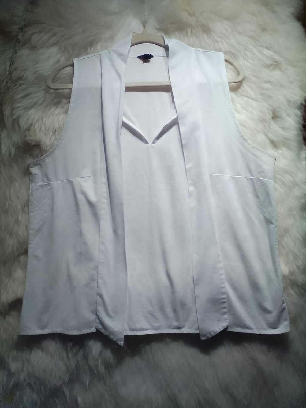 Ann Taylor White Sleeveless Draped Top